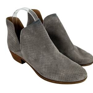 Lucky Brand Brooklin Perforated Suede Birtie Gray Leather‎ Size 8